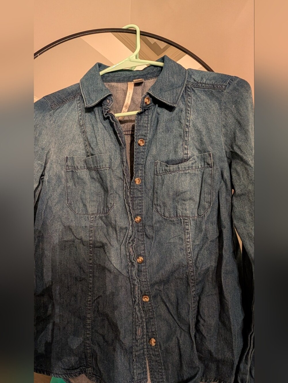 3/$12 🎉  LC Lauren Conrad Classic Denim Button-Up Shirt - Blue